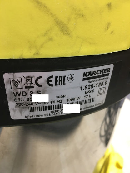 Kärcher 1.628-135.0 Nass-/Trockensauger WD 3 S, 1000W, 17L, I37665