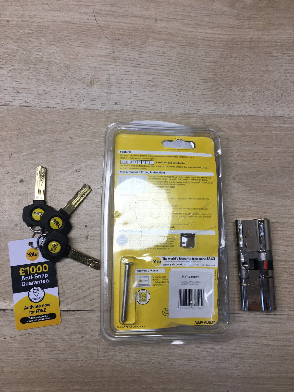 Yale P-YS3-4040N Anti-Snap 3 Star Euro Doppelzylinder, hohe Sicherheit, I37026