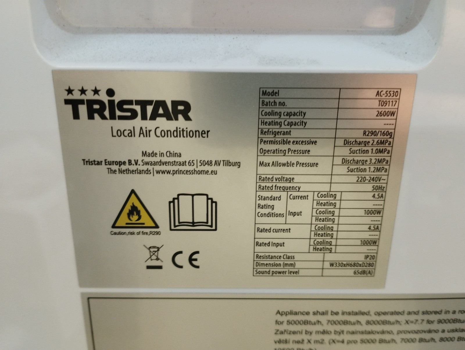 Tristar mobile Klimaanlage Klimagerät AC-5530 9000BTU I39695