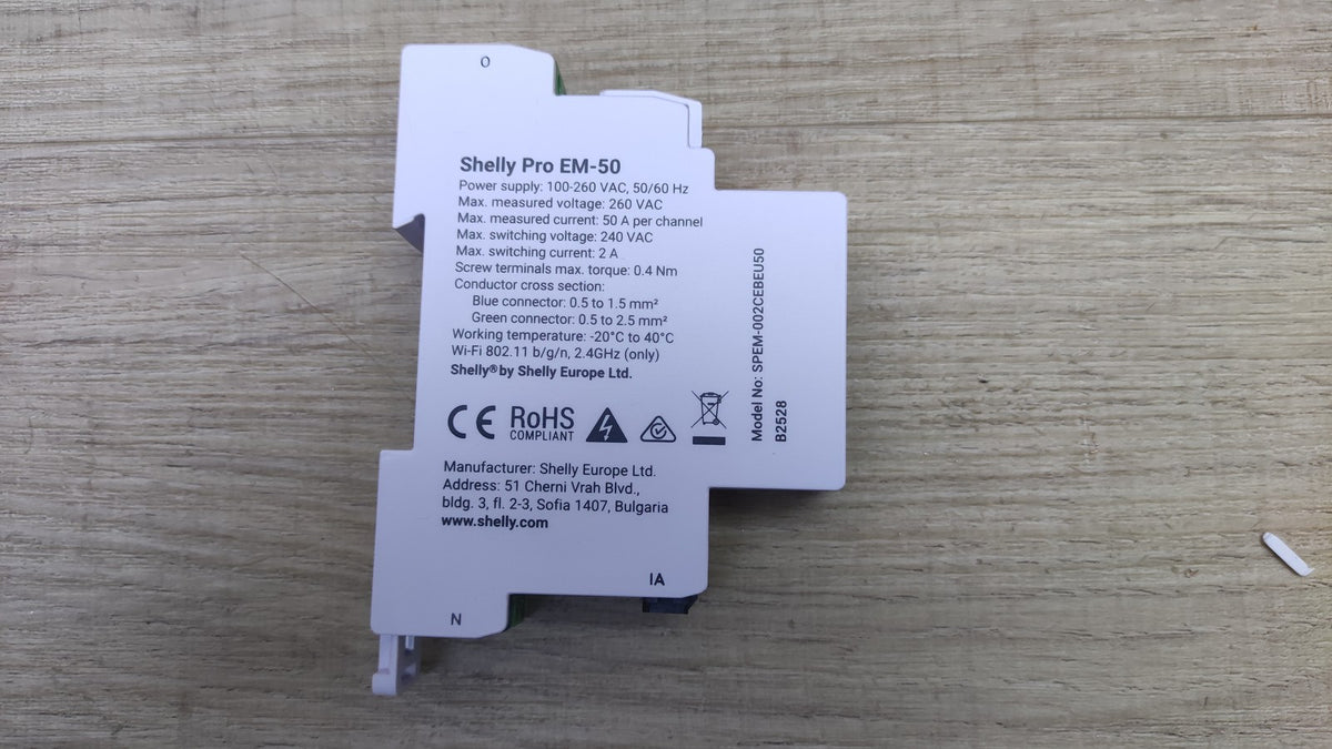 Shelly Pro EM-50 WiFi Relais Stromzähler 2x 50A mit 2 Klemmen, I40978