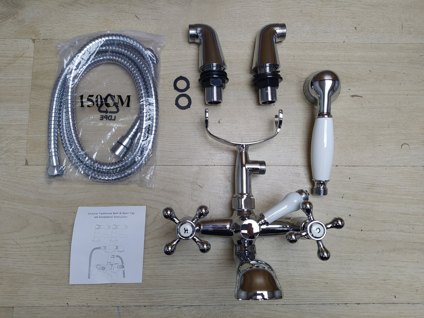 Funime Viktorianische Badewannenarmatur, 1/4-Drehung, mit Handbrause, I35547