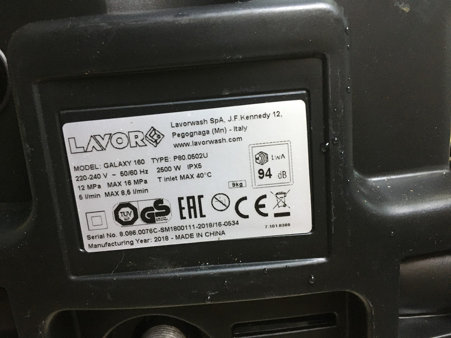 Lavor Galaxy 160 Hochdruckreiniger 160 bar 2500 W, I35604