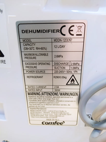 COMFEE MDDN-12DEN7 Luftentfeuchter Casa Muffa 12L/24H, 2,1L, I38476