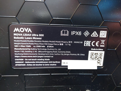 MOVA LiDAX Ultra 800 Mähroboter ohne Begrenzungskabel (MXXM2100), I38565