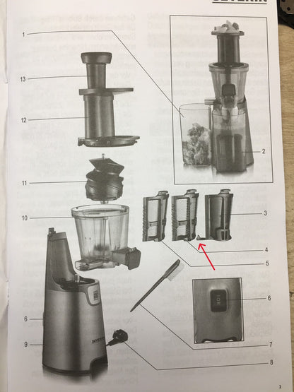 Severin Slow Juicer ES 3571 Entsafter für Saft, Sorbet, Eis, Marmelade, I36696