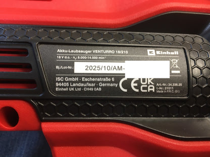 Einhell Akku-Laubsauger VENTURRO 18/210 SOLO, 18 V, I38179