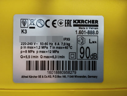 Kärcher K 3 1.601-888.0 Hochdruckreiniger mit Dreckfräser und Schlauch 1600W
