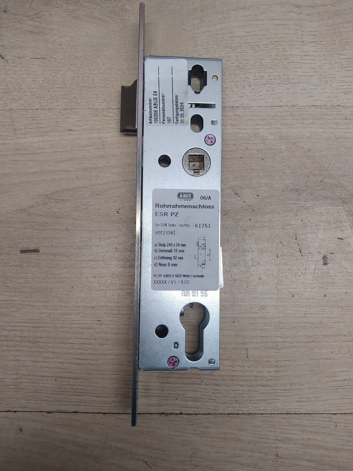 ABUS Einsteckschloss für Rohrrahmentür ESR PZ 61751, Silber, I37022