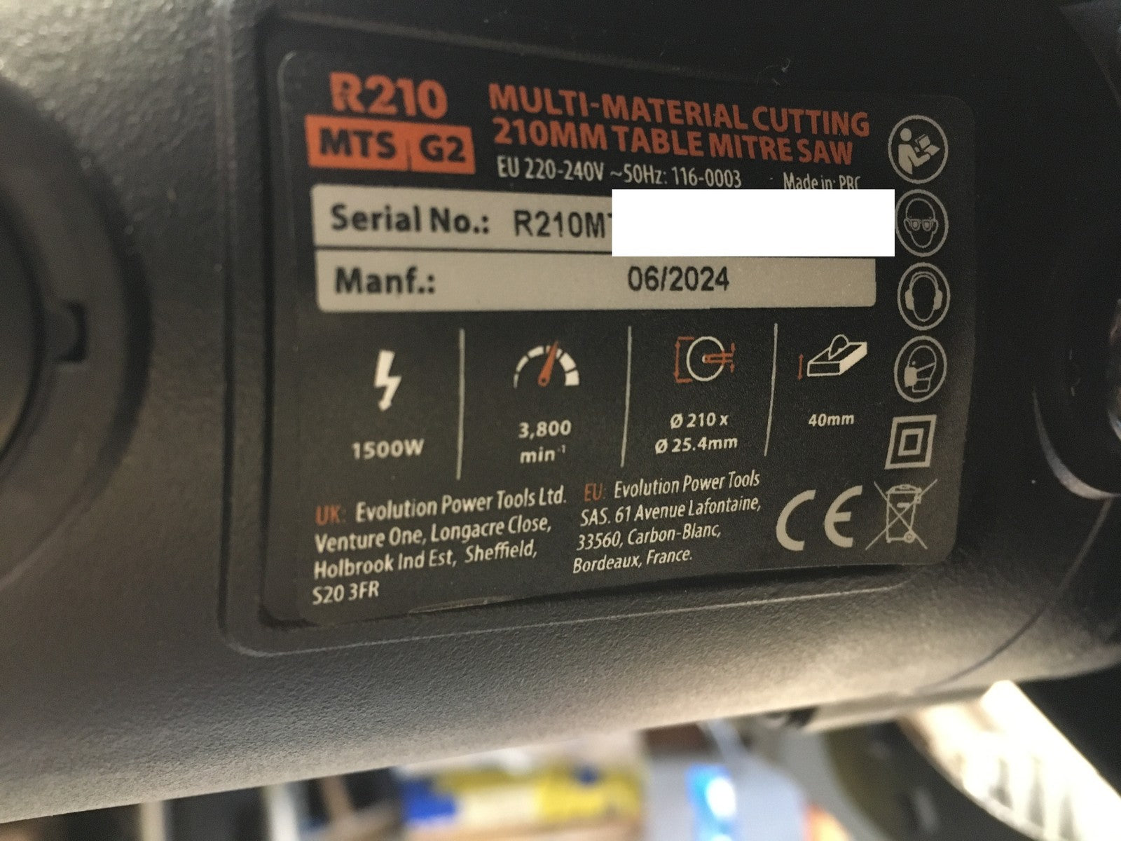 Evolution Power Tools R210MTS-G2 Kapp- und Tischsäge, I37310