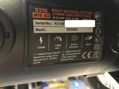 Evolution Power Tools R210MTS-G2 Kapp- und Tischsäge, I37310
