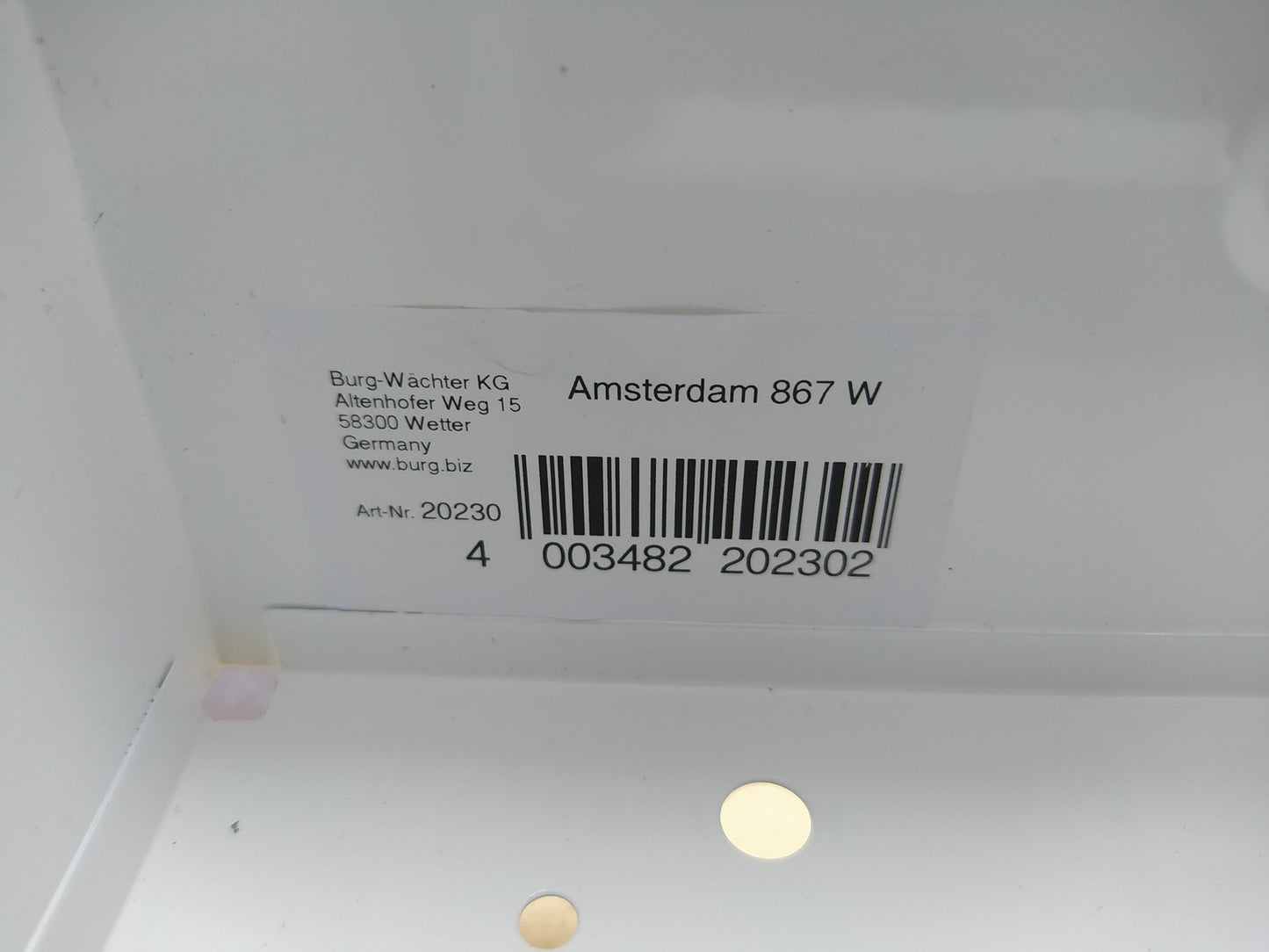 Burg-Wächter 867 Briefkasten "Amsterdam" weiß, I35188