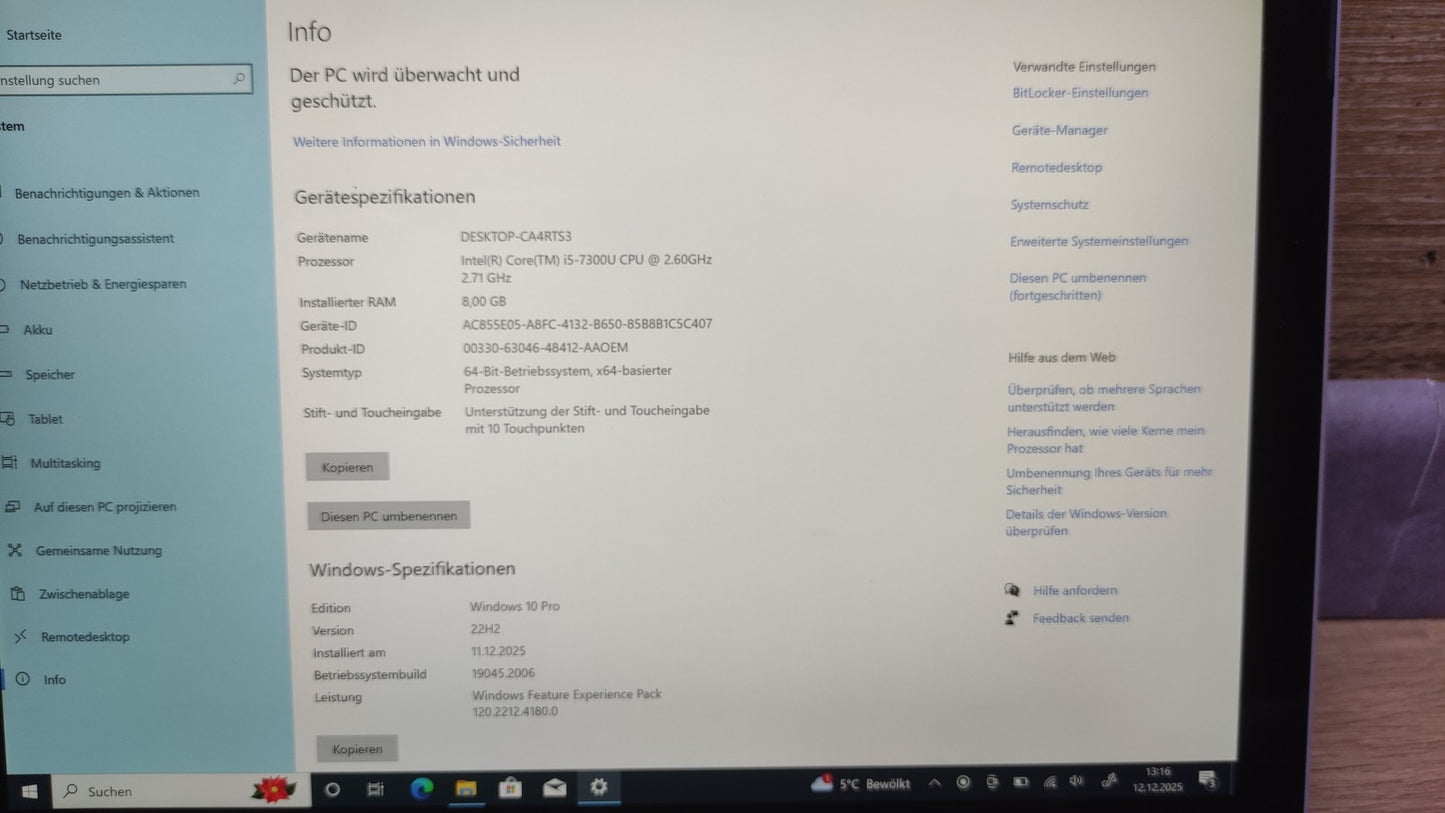 Microsoft Surface Pro 5 Windows Tablet 2736x1824 i5-7300U 8GB 256GB LTE M1807