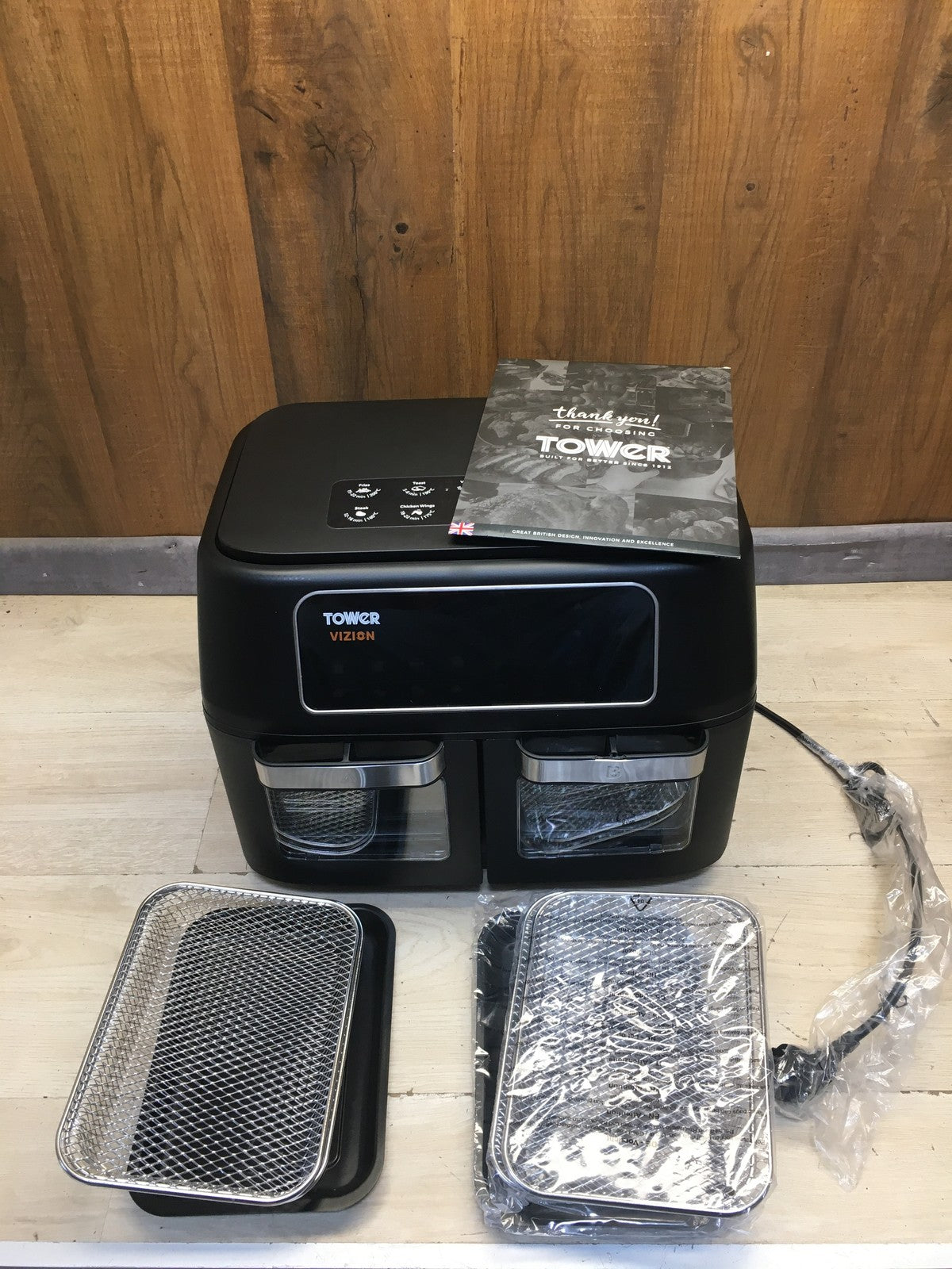 Tower Vizion Heißluftfritteuse mit 2 Kammern T17102VDE, 11L, Schwarz, I39343