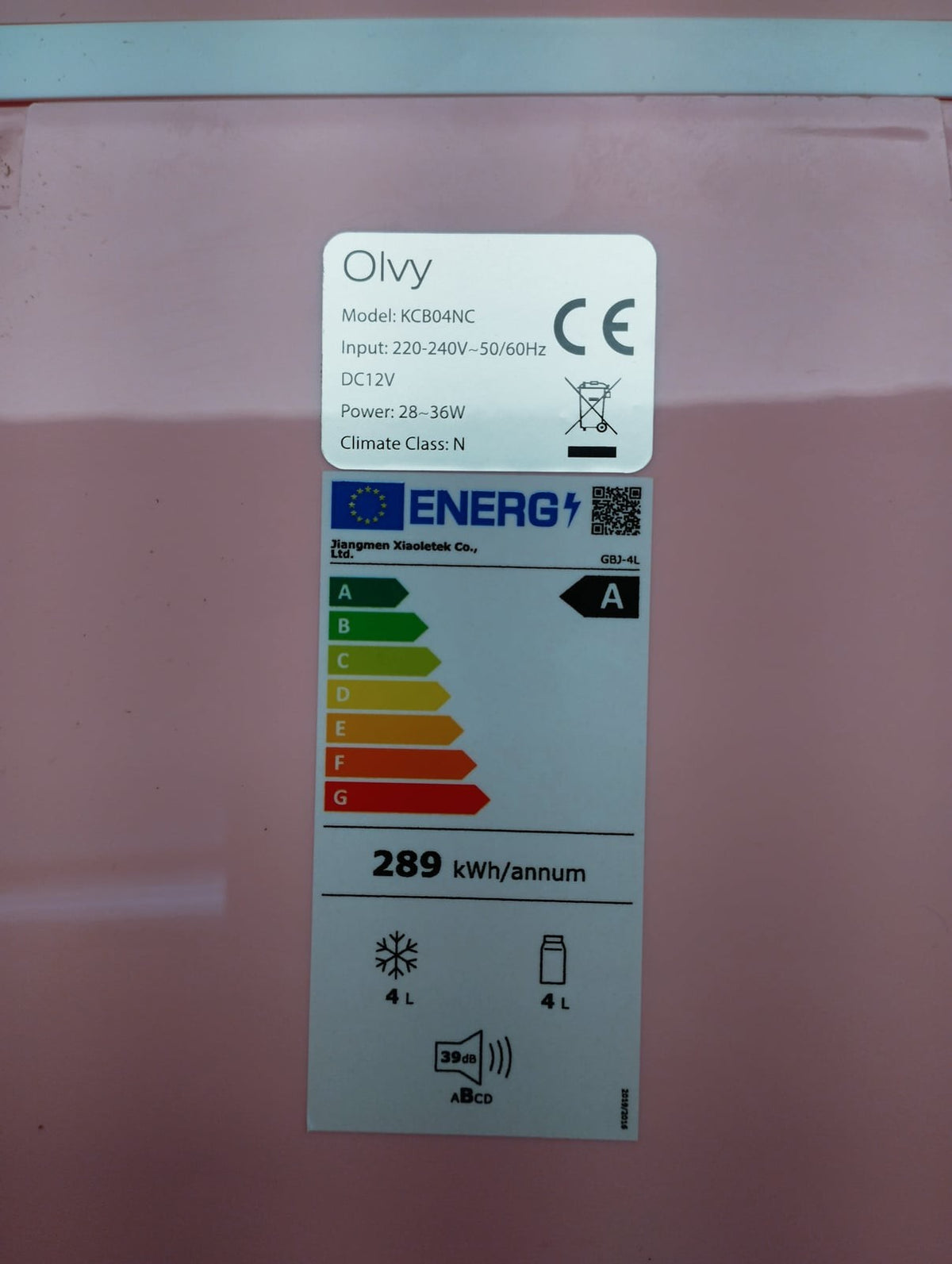 Olvy KCB04NC Mini Kühlschrank 4 L Kosmetik Kühlbox Spiegeltür rosa 12V/230V