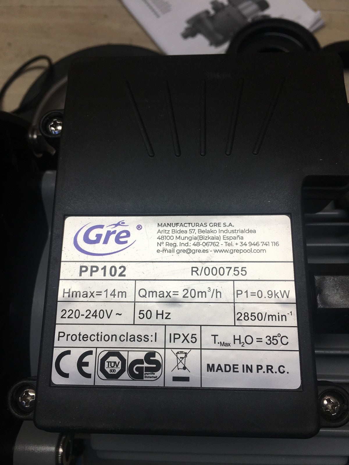 GRE PP102 Filterpumpe bis 100 m³ 900 W Ø600 mm 1 CV selbstansaugend, I41051