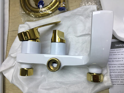 QJUZO Duschset mit Thermostat, Regendusche, golden-weiß, I35101