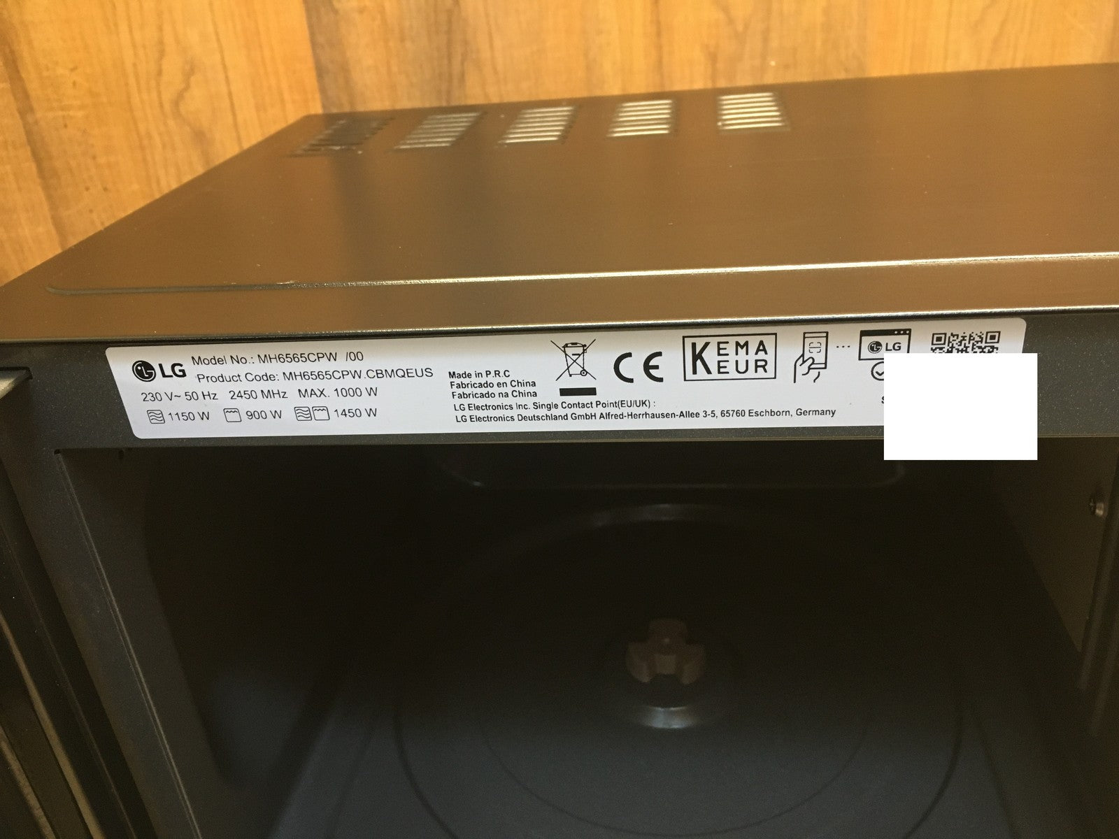 LG MH6565CPW Mikrowelle mit Grill, 25 L, 1000 W, I39787