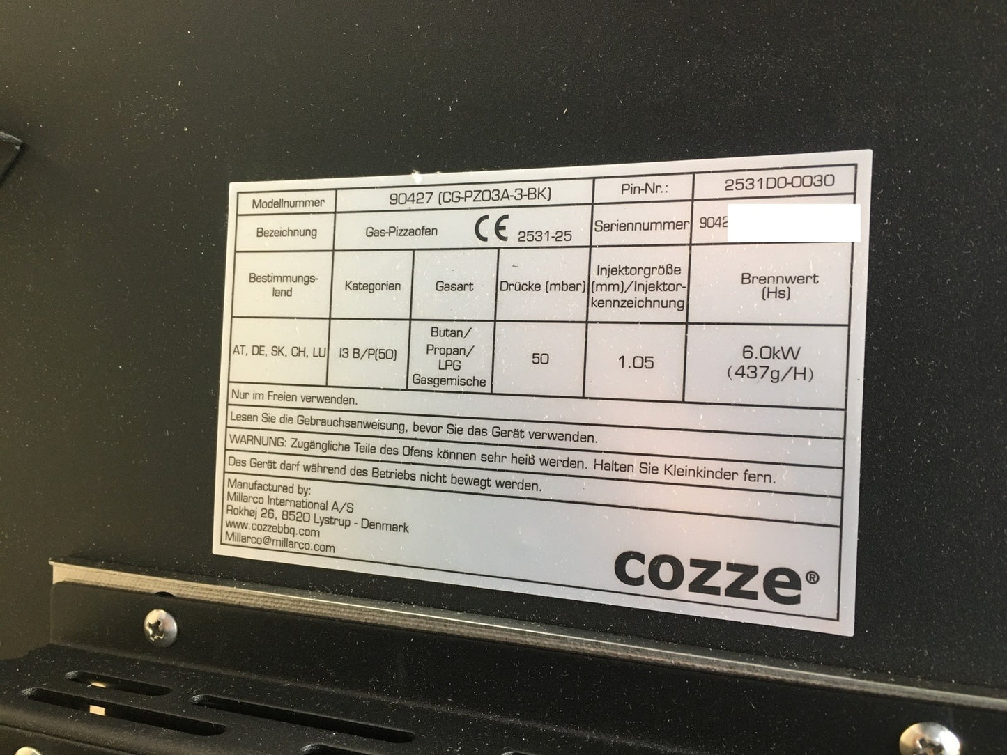 cozze 17" Pizzaofen mit rotierendem Pizzastein ‎90427, 6,0 kW Gasofen, I38984