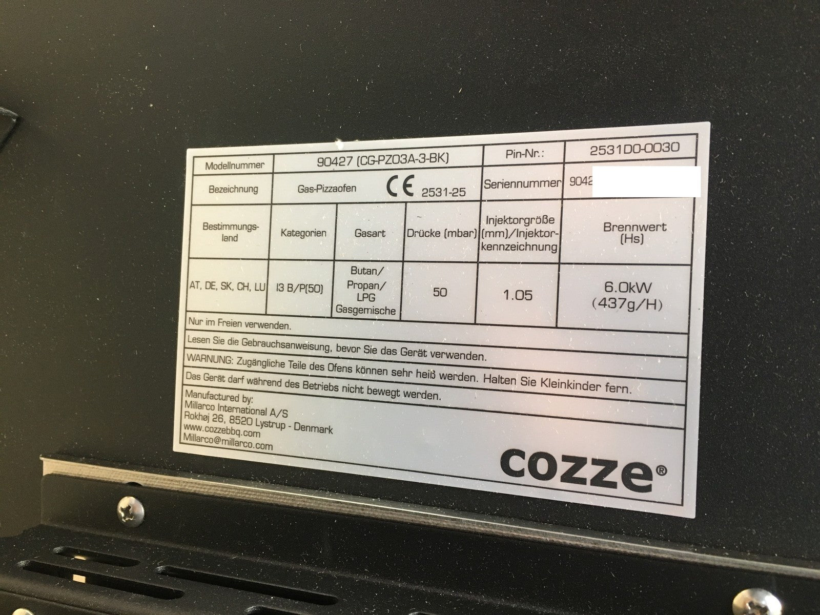 cozze 17" Pizzaofen mit rotierendem Pizzastein ‎90427, 6,0 kW Gasofen, I38984