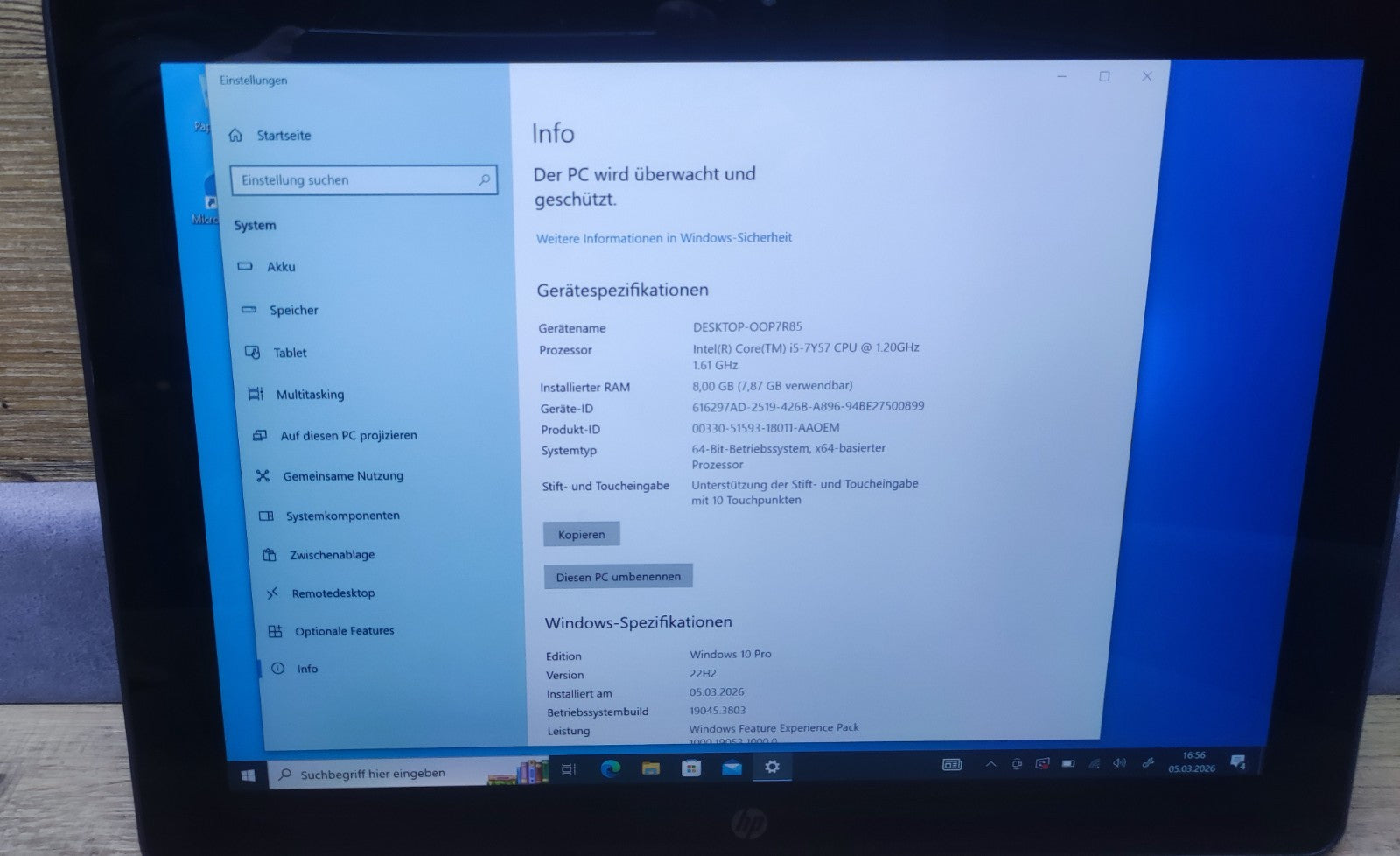 HP Pro x2 612 G2 Tablet 12" FHD 1920x1280 Touch Core i5-7Y57 8GB 256GB SSD WiFi
