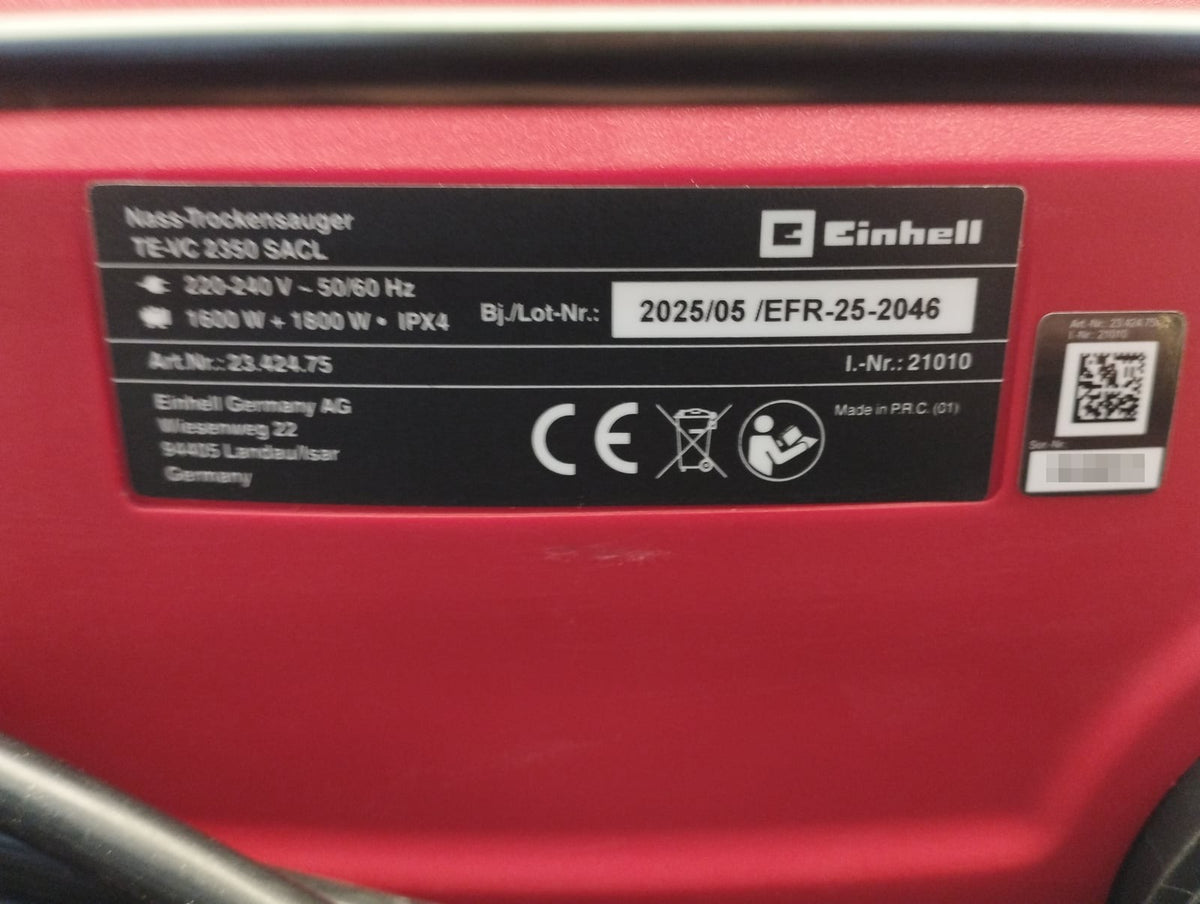 Einhell TE-VC 2350 SACL Nass-Trockensauger Staubklasse L 50 L Edelstahl 1600 W
