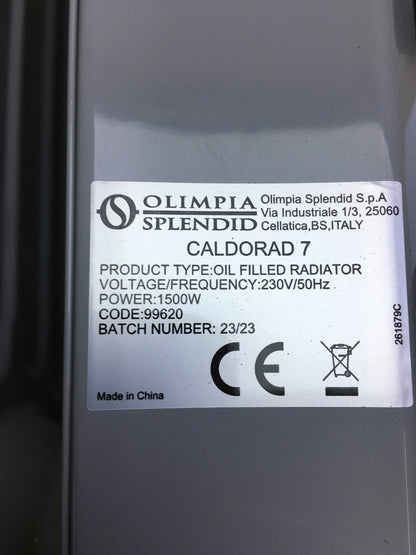 Olimpia Splendid 99620 Caldorad 7 Ölradiator Elektroheizung 1500 W, I30285