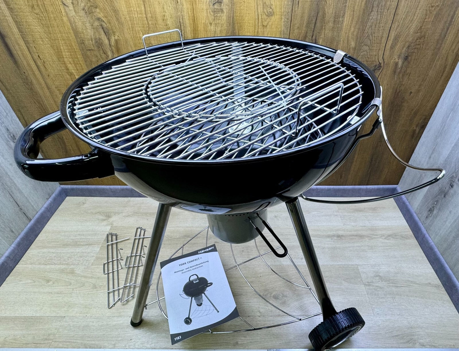 HAMSON YORK Compact Plus Holzkohlegrill Kugelgrill Barbecue Grillfläche Ø 53 cm