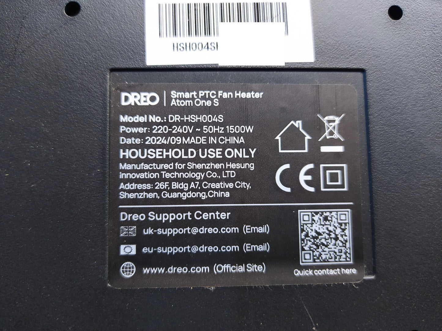 Dreo DR-HSH004 Heizlüfter Energiesparend Leise 1500W, I37509