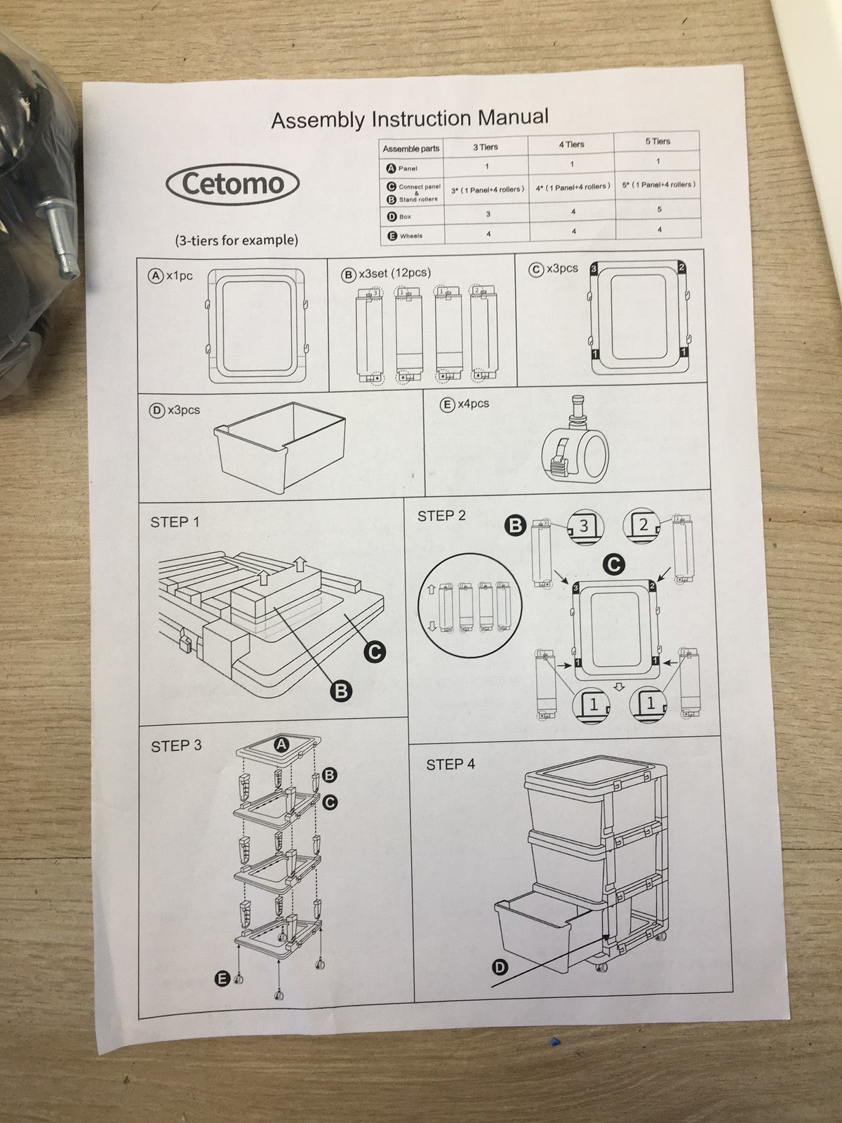 Cetomo Schubladenbox, 5 Schubladen, Aufbewahrungsturm mit Rollen, I39880