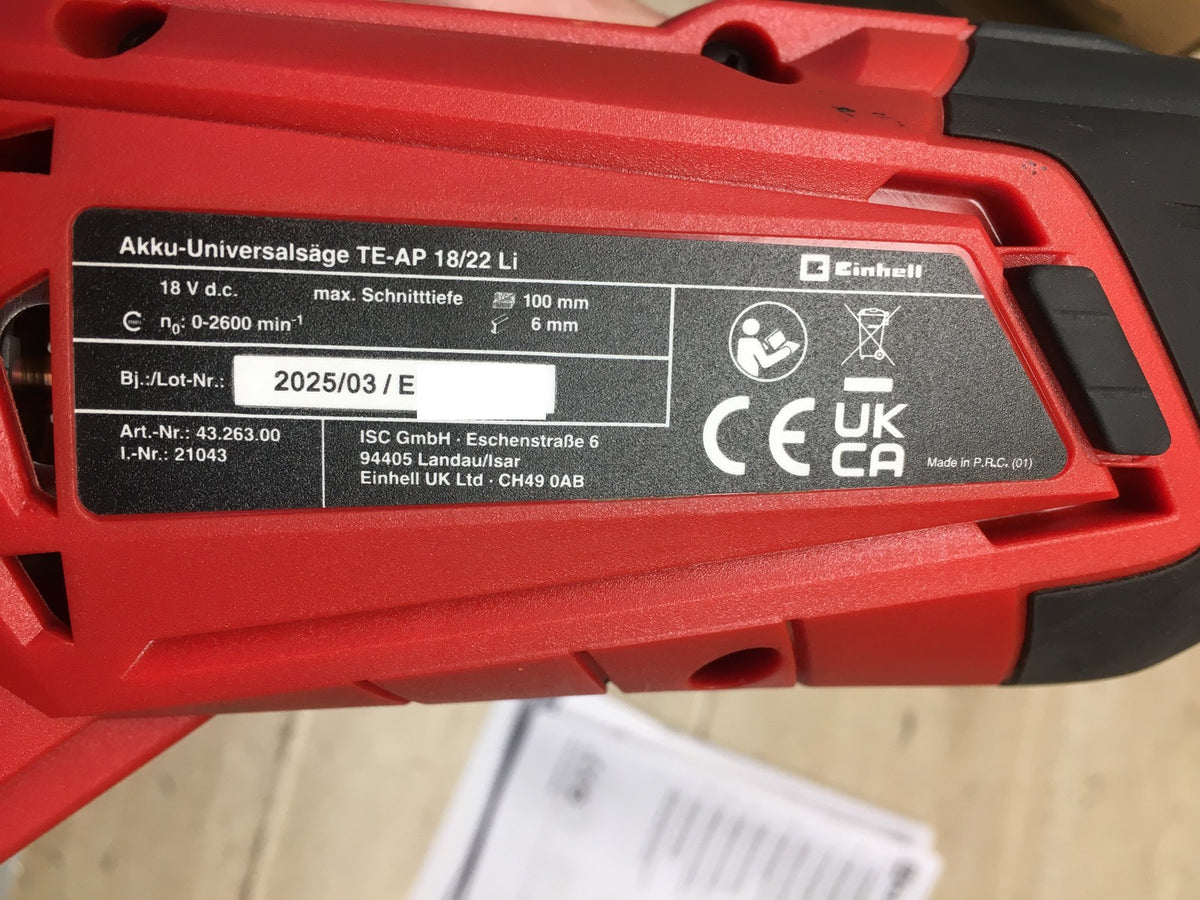 Einhell TE-AP 18/22 Li Akku-Säbelsäge solo 4326300, I40828