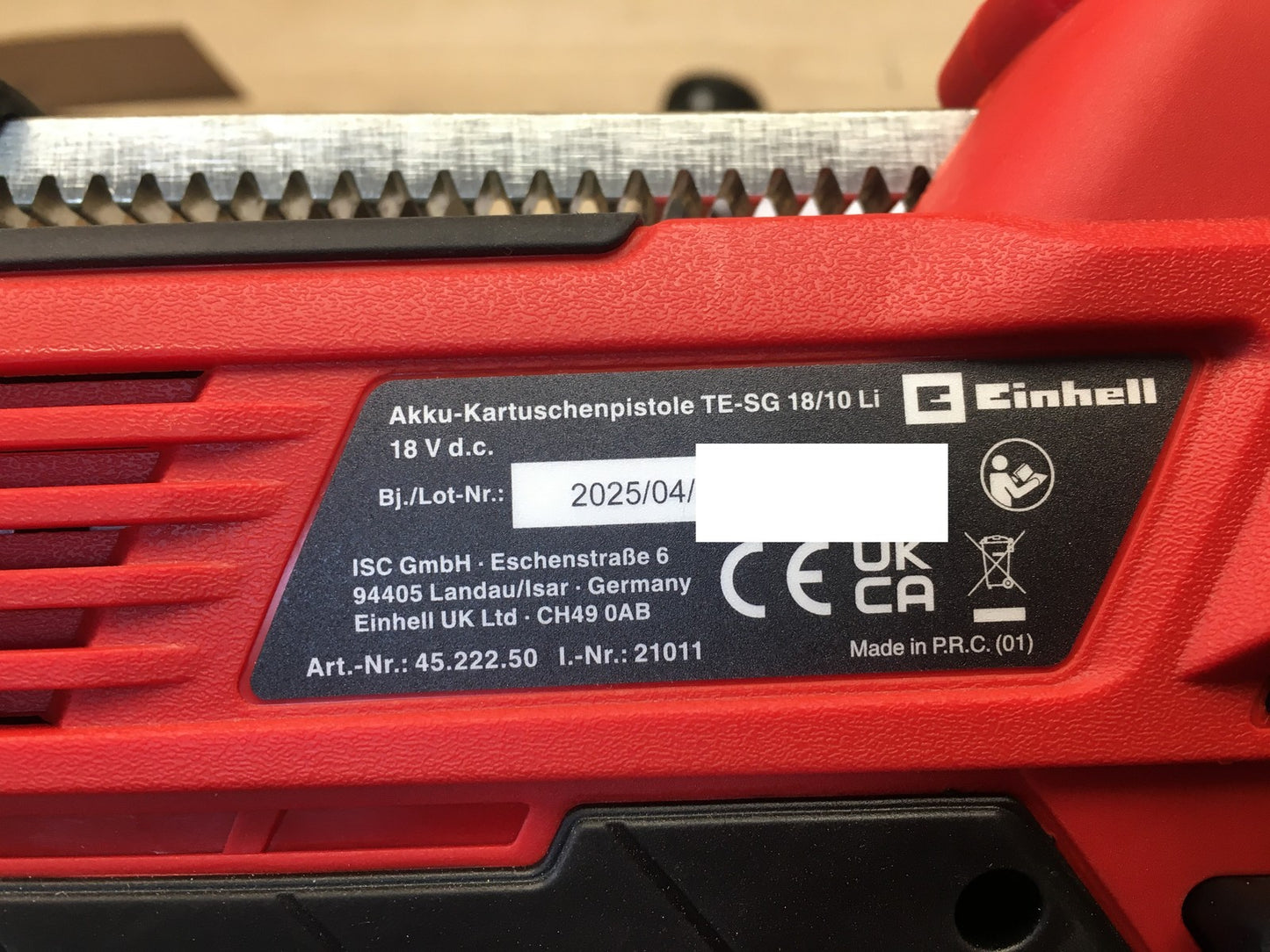 Einhell Akku-Kartuschenpistole TE-SG 18/10 Li-Solo, I40046