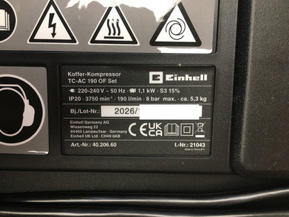 Einhell Kompressor TC-AC 190 OF Set (1100 W, 190 L/min Ansaugleistung), I40393