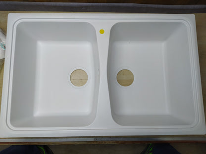 Plados 790x500 mm Spülbecken aus Quarz für Küche SP0792, zwei Becken I35737