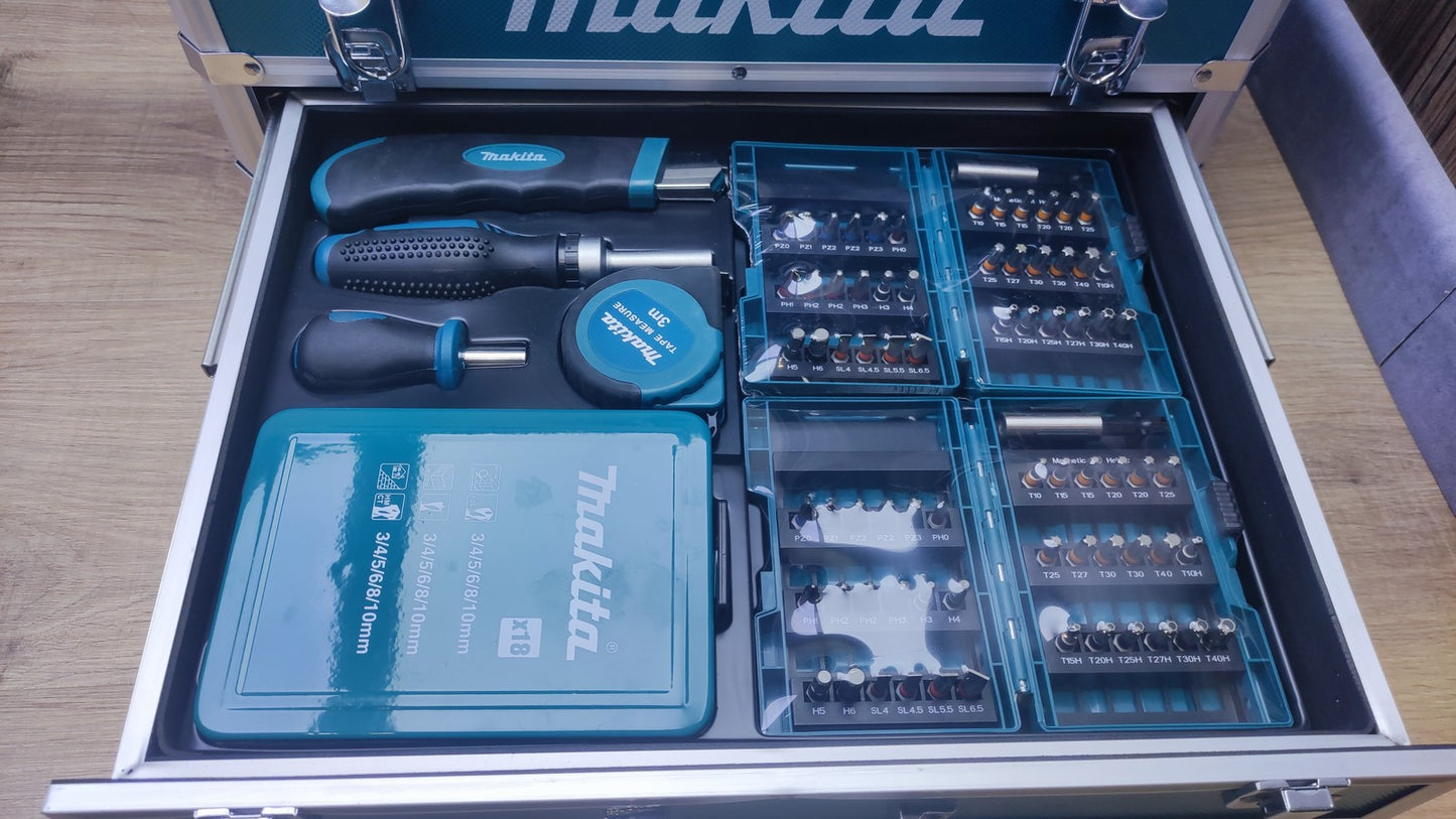 Makita DHP482RFX9 Schlagbohrschrauber 18V, mit Zubehörset, I37444