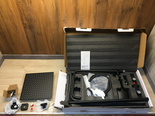 Auralum Duschsystem Komplettset Schwarz 30x30cm Edelstahl, I40197