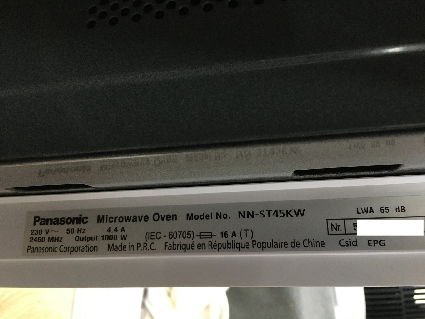 Panasonic NN-ST45KW Mikrowelle, 32 L, 1000W, I39383