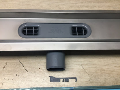 VOGI Duschrinne 100 cm Edelstahl Komplettset Weißes Glas, I36866