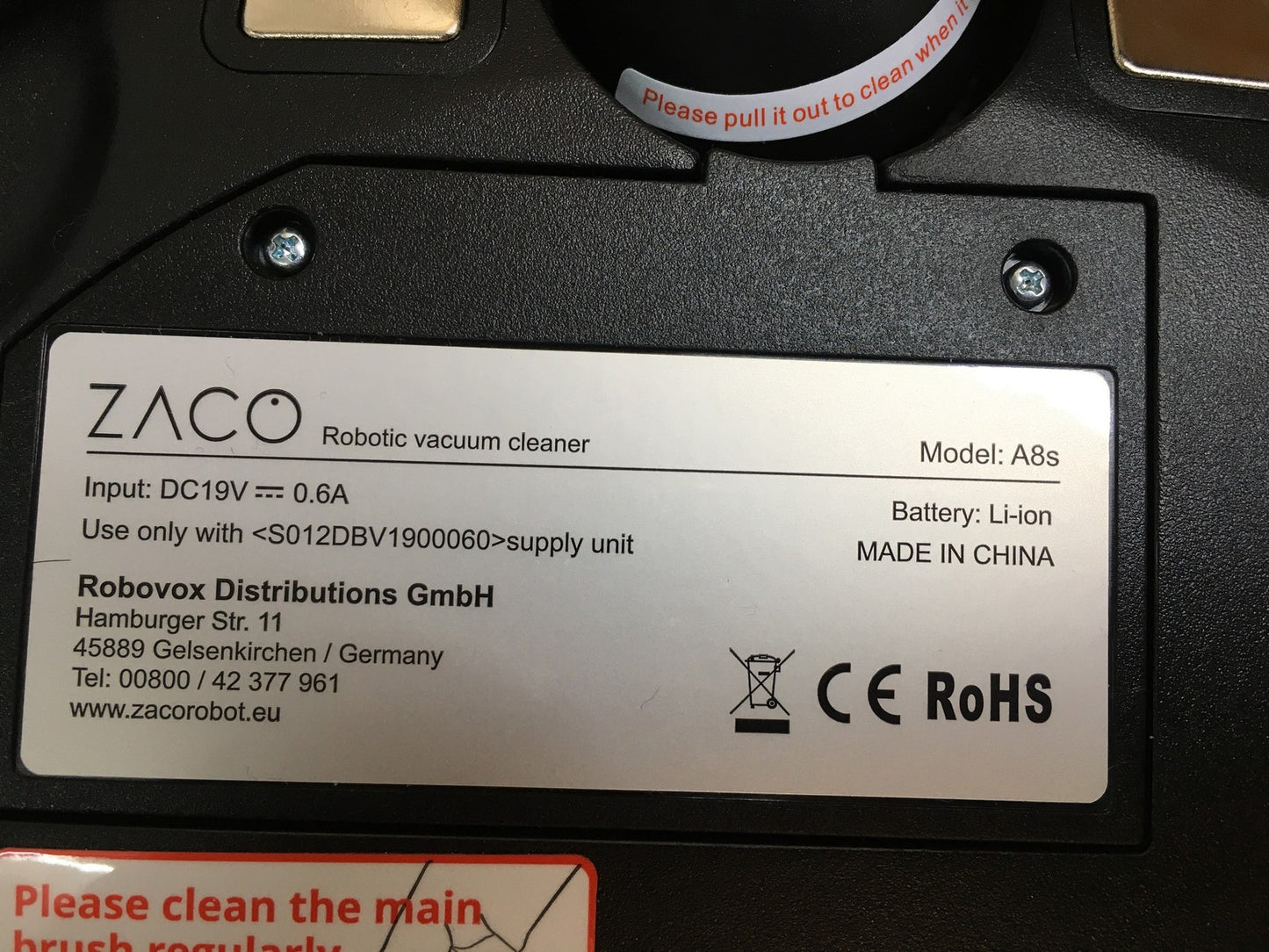 Zaco A8s Saugroboter mit Wischfunktion schwarz I39832