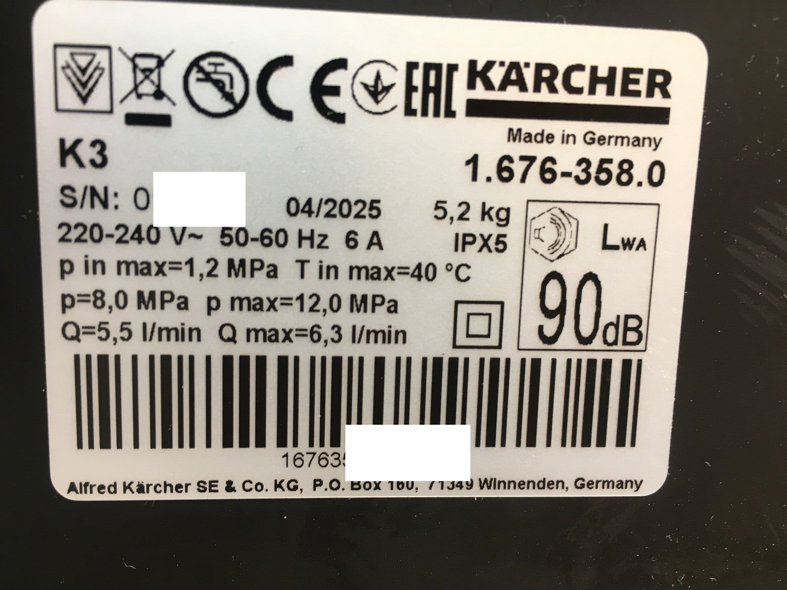 Kärcher Hochdruckreiniger K 3 (1.676-358.0), max. 120 bar, I38070