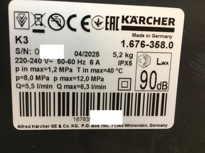 Kärcher Hochdruckreiniger K 3 (1.676-358.0), max. 120 bar, I38070