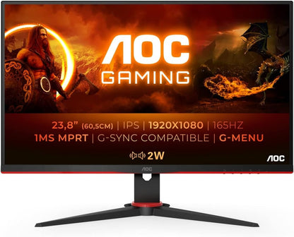 AOC 24G2SPAE/BK Monitor 23.8" FHD 1920x1080 VGA HDMI DP Adaptive Sync 165Hz 1ms