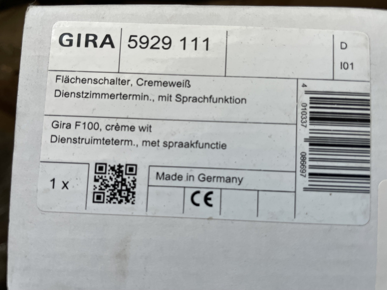 Gira 5929111 Flächenschalter, Dienstzimmerterminal mit Sprachfunktion, I12130