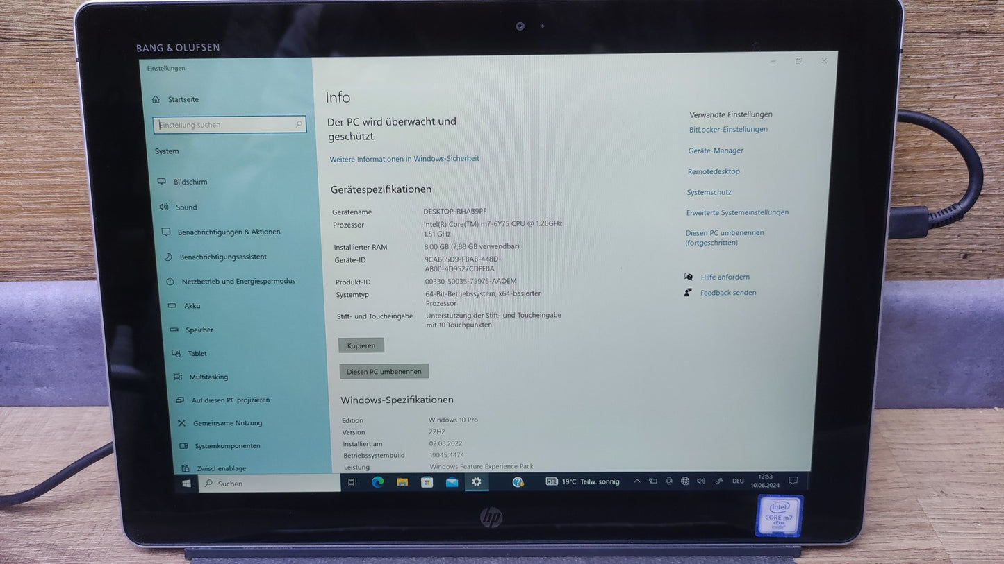HP Elite x2 1012 G1 Tablet 2-in-1 Touch 12" 1920x1280 M7-6Y57 8GB 512GB SSD WiFi