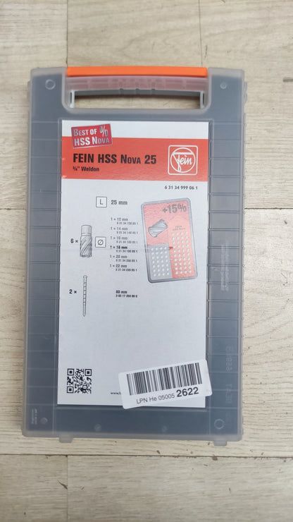 Fein HSS Nova 25 Kernbohrer-Set (63134999061), ø 2-14-16-18-20-22 mm, I38379
