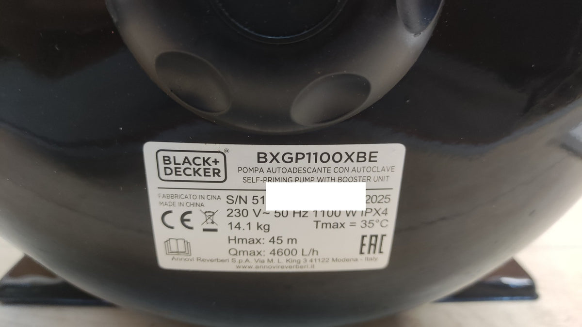 BLACK+DECKER BXGP1100XBE Selbstansaugende Pumpe, 1100 W, 4.600 l/h, I40250