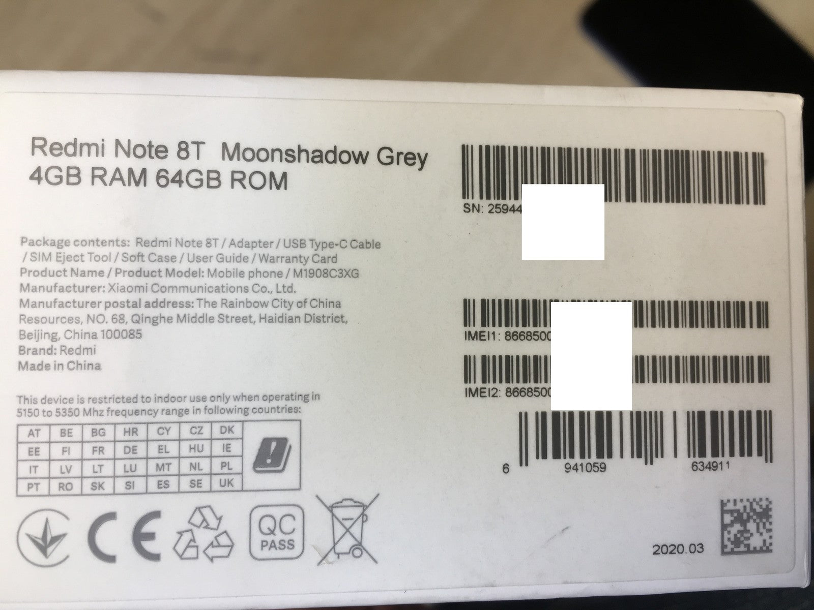 Redmi Note 8T Smartphone, 64GB, 4 GB RAM, I39136