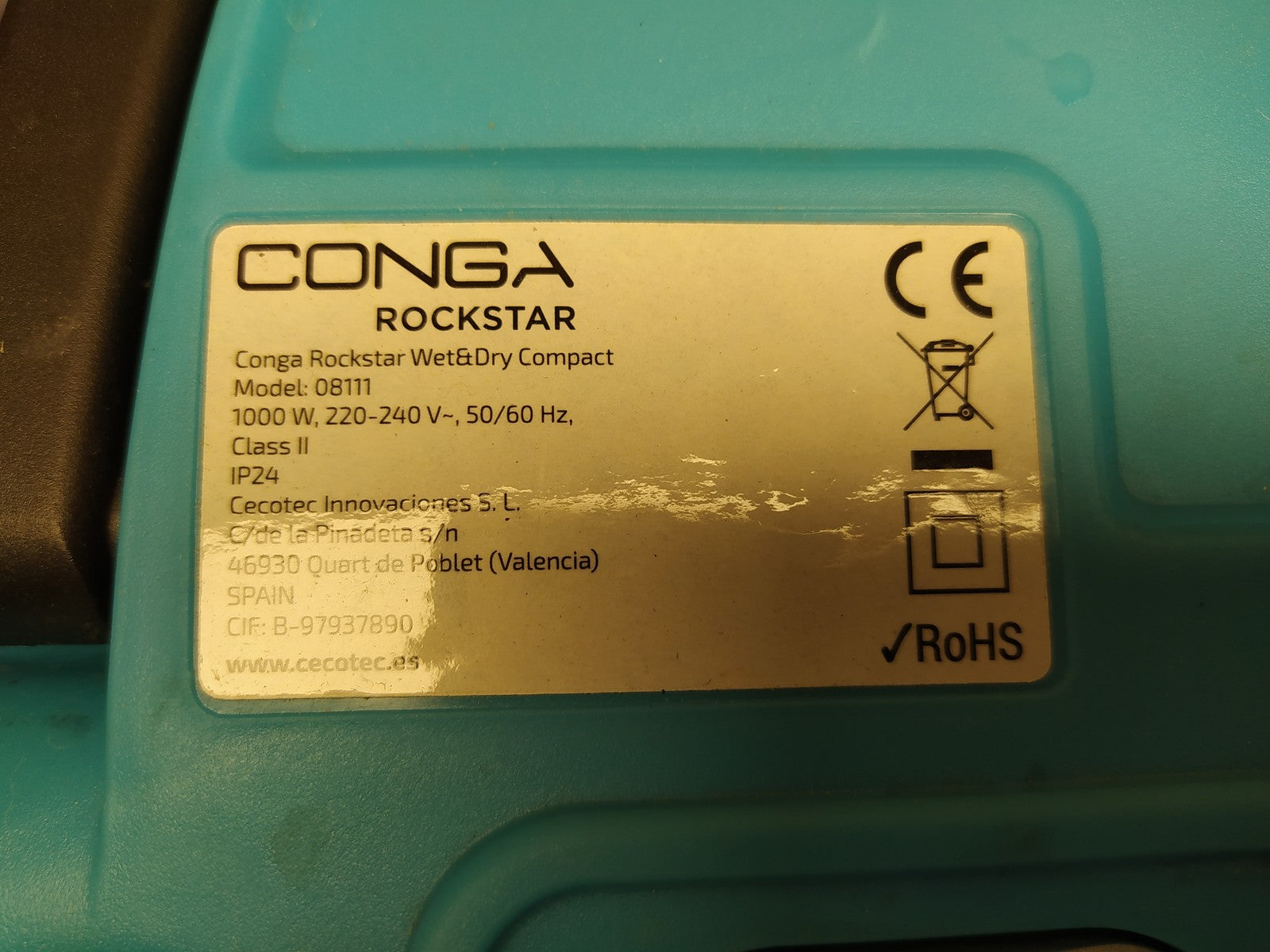 CECOTEC Conga Rockstar Wet & Dry Compact Staubsauger (08111), I36124