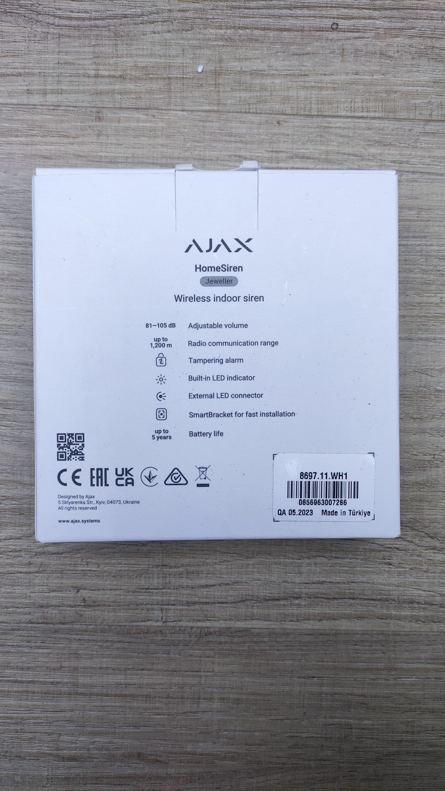 AJAX HomeSiren Drahtlose Innen-Sirene 8697.11.WH1, I35651