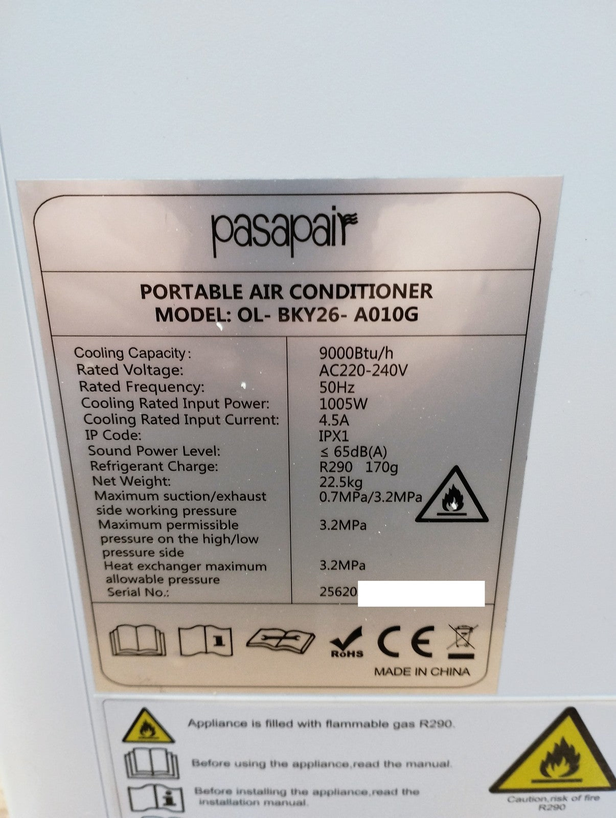 Pasapair mobile Klimaanlage OL-BKY26-A010G, 9000BTU, Klimagerät, I39683