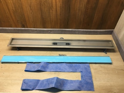 VOGI Duschrinne 100 cm Edelstahl Komplettset Weißes Glas, I36866